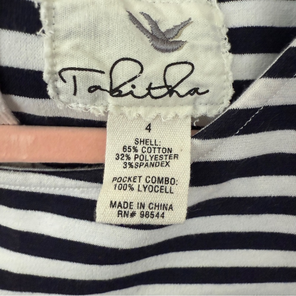 Tabitha from Anthropologie Striped Dress with Chambray Pockets Size 4 - Picture 2 of 10